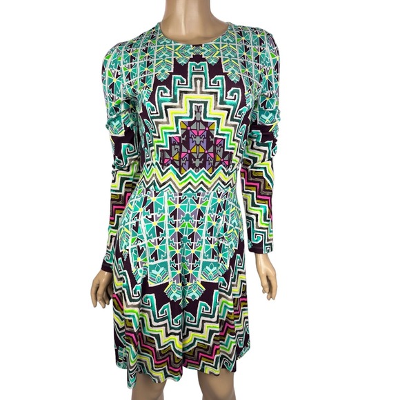 Mara Hoffman Size S Fit & Flare Knit Dress Long Sleeve Multi-Color Viscose - Picture 1 of 5